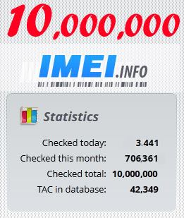 Je skontrolovaných viac ako 10 000 000 IMEI - spravodajský obrázok na imei.info
