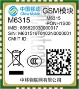 Verificação do IMEI CHINA MOBILE M6315 em imei.info