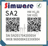 ตรวจสอบ IMEI SIMWARE SA2 บน imei.info