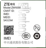 Vérification de l'IMEI ZTE ZM9200 sur imei.info