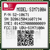 Vérification de l'IMEI SIMCOM SIM7100A sur imei.info